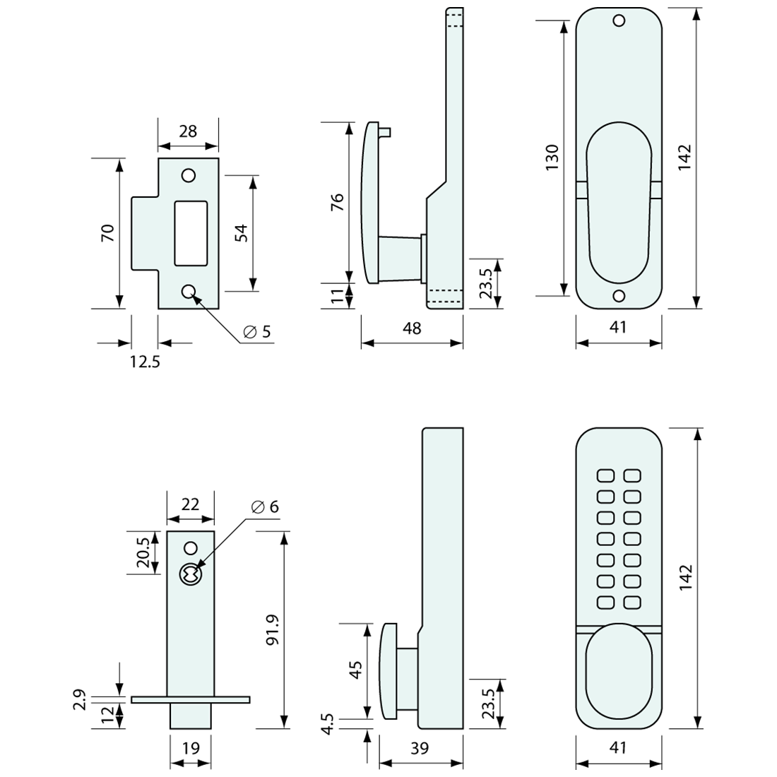 Digital Lock Push Button Entry 60mm